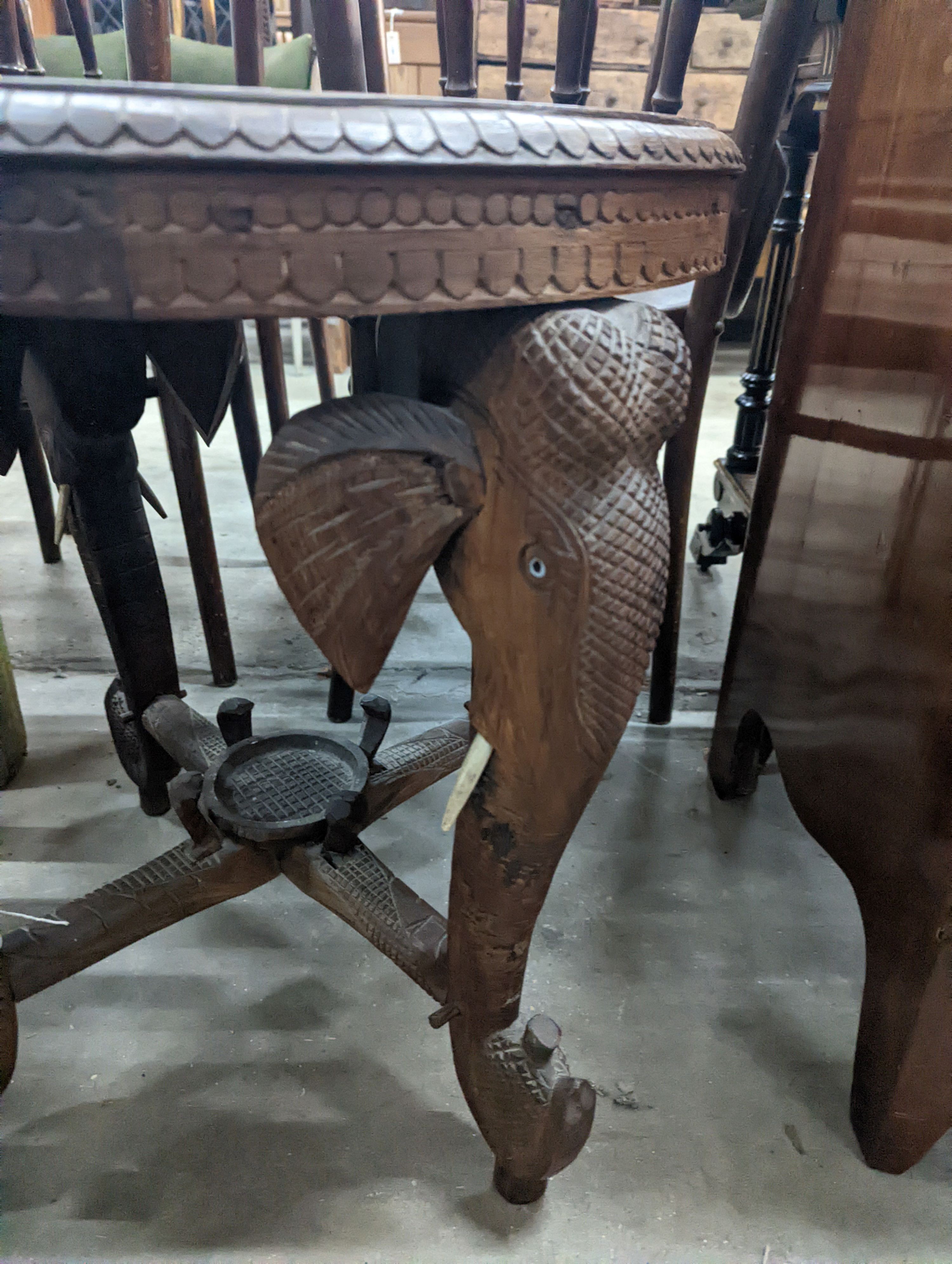 An Indian bone inlaid circular carved hardwood occasional table, diameter 52cm, height 59cm